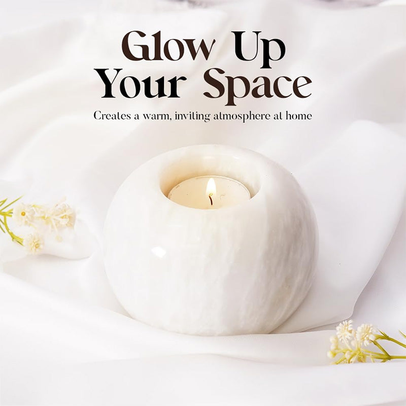 Marble Tealight Candle Holder - Set of 2 (White)