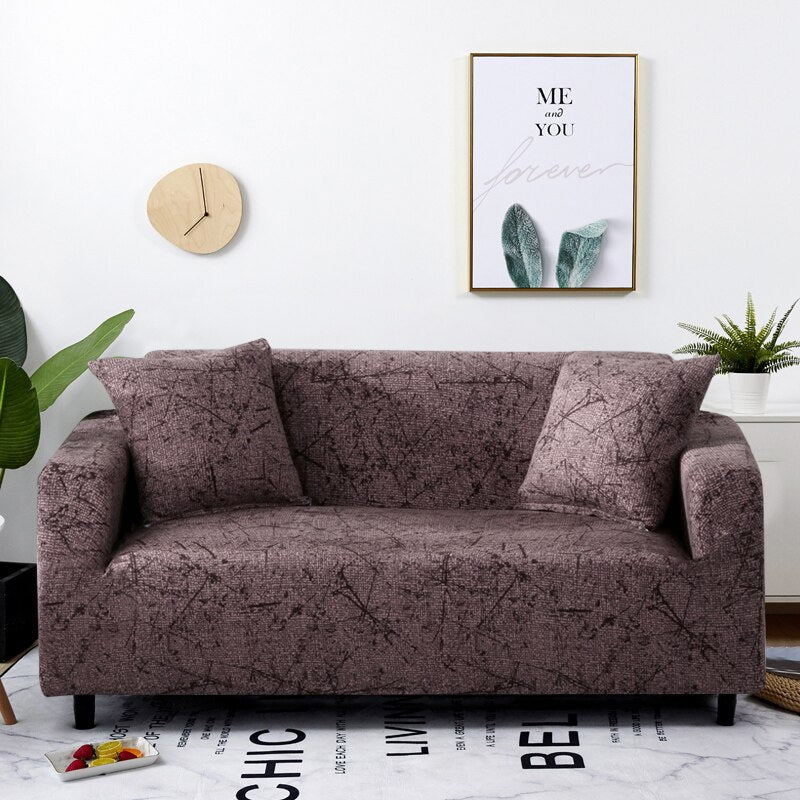 Anyhouz 4 Seater Sofa Cover Chocolate Brown Style and Protection For Living Room Sofa Chair Elastic Stretchable Slipcover