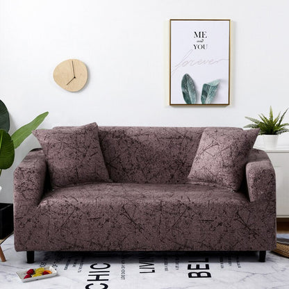 Anyhouz 4 Seater Sofa Cover Chocolate Brown Style and Protection For Living Room Sofa Chair Elastic Stretchable Slipcover