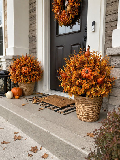 Artificial Fall Pumpkin Tree Stakes — Autumn Garden Decor