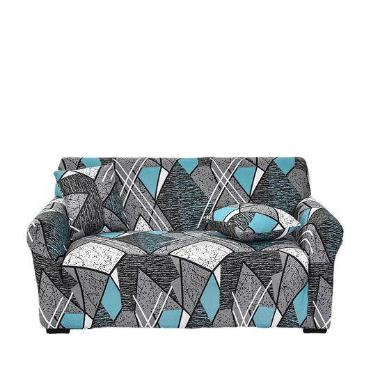 Anyhouz 3 Seater Sofa Cover Dark Grey Geometric Style and Protection For Living Room Sofa Chair Elastic Stretchable Slipcover