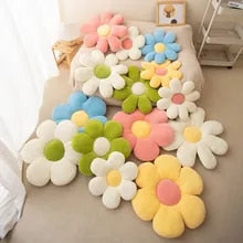 Anyhouz Plush Pillow Green Five Petal Flower Shape Stuffed Soft Pillow Seat Cushion Room Decor 90cm