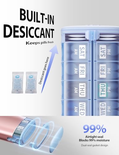 DoseNest™ Metal 7-Day AM/PM Pill Organizer — Airtight, Moisture-Proof, Large Capacity
