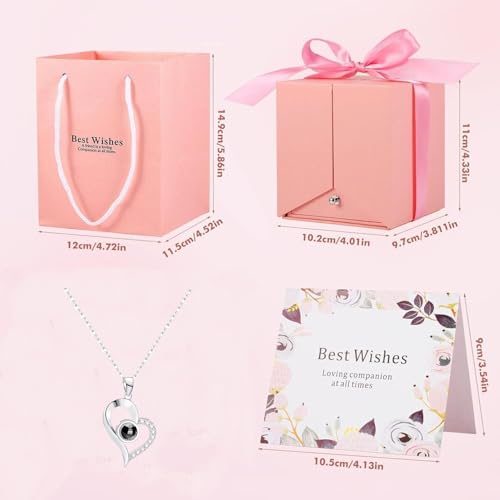 Preserved Eternal Rose & "I Love You" Heart Necklace Gift Box