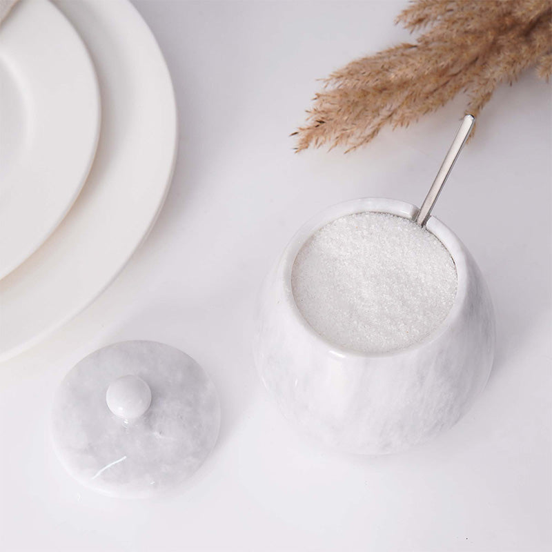 Marble Salt Cellar with Spoon Bell Design Big