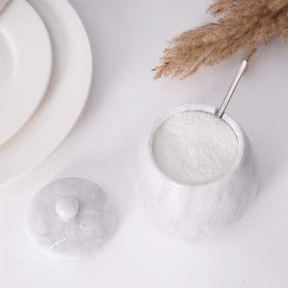 Marble Salt Cellar with Spoon Bell Design Big