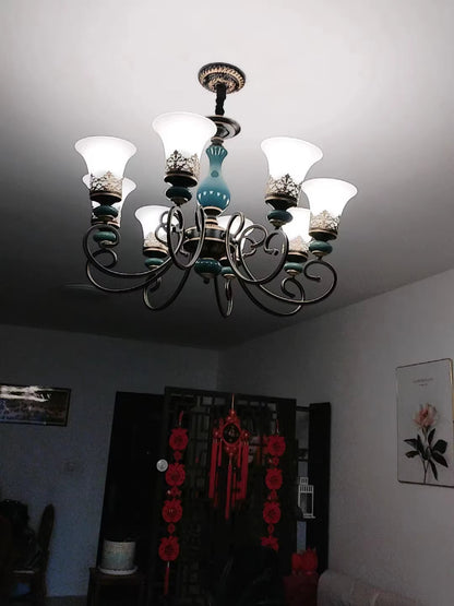 Customer install — European Vintage Flush Mount Chandelier