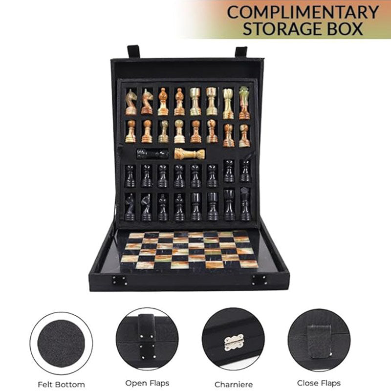 Marble Chess Set 30cm – Black & Green