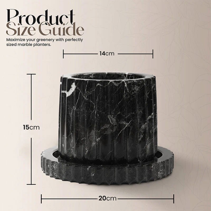 Marble Planter Straight Line Design - 15cm