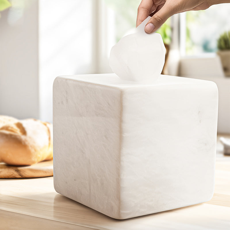 Marble Tissue Box Holder Square