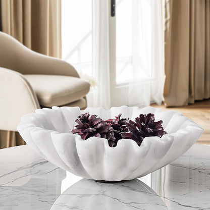 Marble Ruffle Fruit Bowl (White)