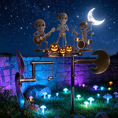 Skeleton Drummer Kinetic Wind Spinner — Halloween Garden Metal Yard Decor 12