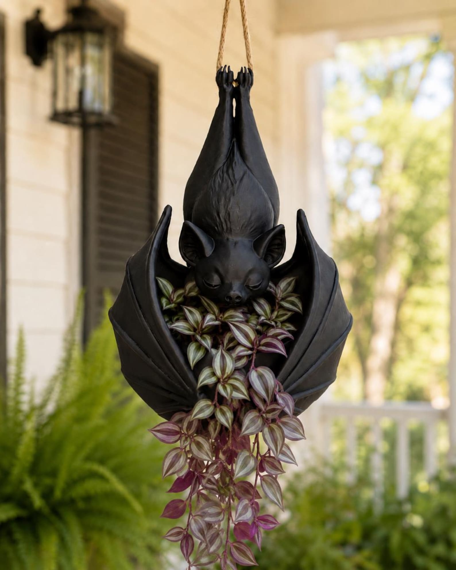 Hanging Bat Plant Pot — Gothic Halloween Planter 18
