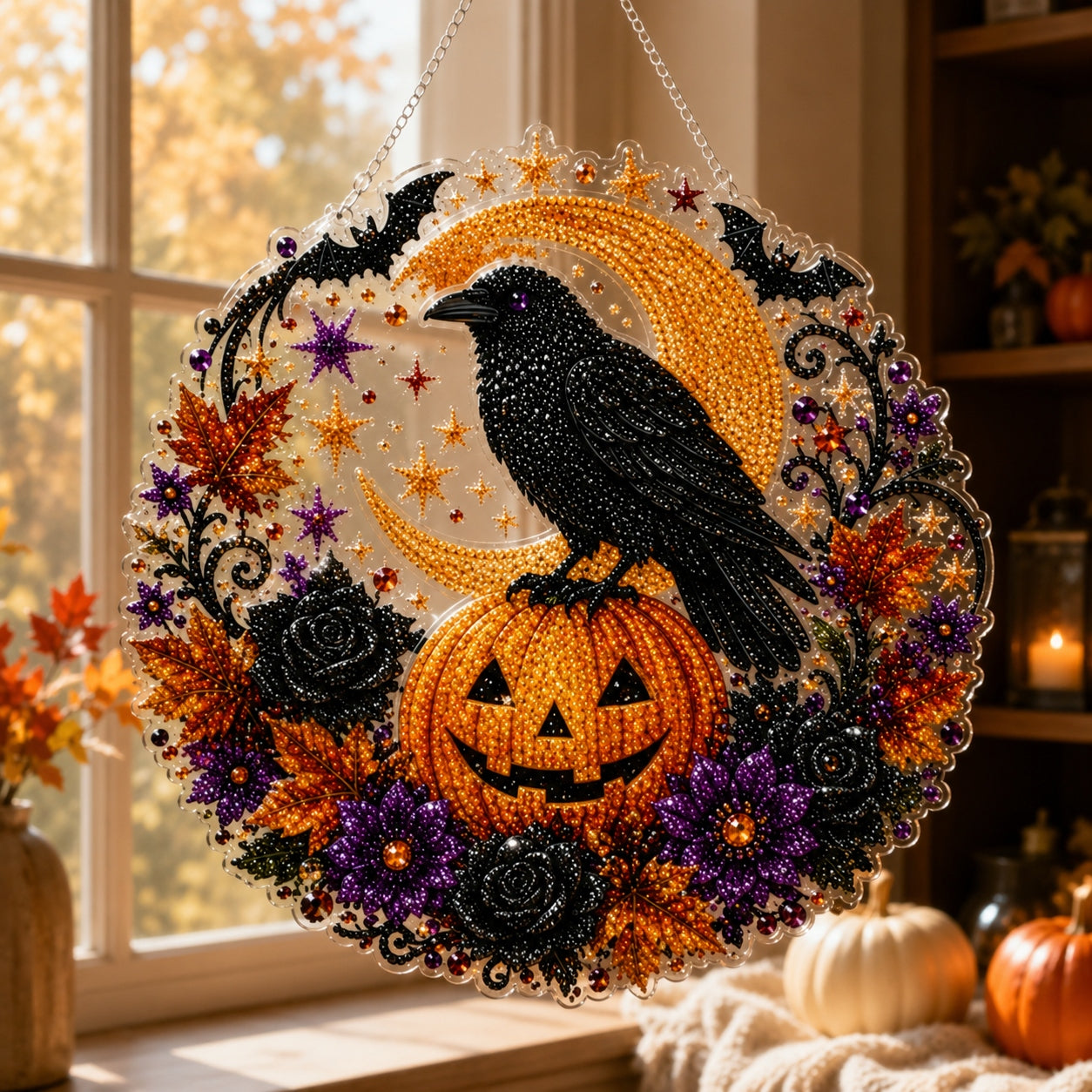 Raven Halloween pearl art ornament kit