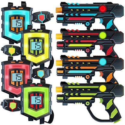 Squad Hero Rechargeable Laser Tag 360° Sensors + LCDs, 4 Set - Gift Ideas for Kids Teens and Adults Boys & Girls Family Fun - Cool Teenage Christmas Group Activity - Teen Gifts Ages 8+ Year Old Boy