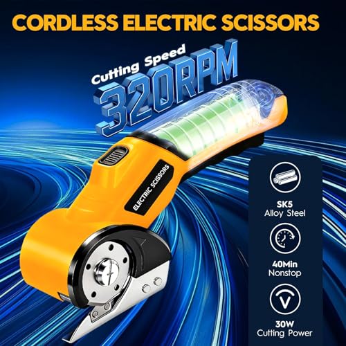 Cordless Electric Rotary Scissors — Rechargeable Craft & DIY Cutter with LED, Safety Lock & Spare Blades