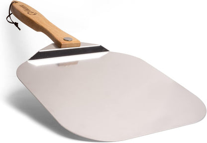 Chef Pomodoro Aluminum Metal Pizza Peel with Foldable Wood H
