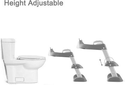 Toilet Potty Training Seat with Step Stool Ladder, Comfortable Safe Potty Seat with Anti-Slip Pads Ladder for Kids Boys Girls Toddlers (Grey)