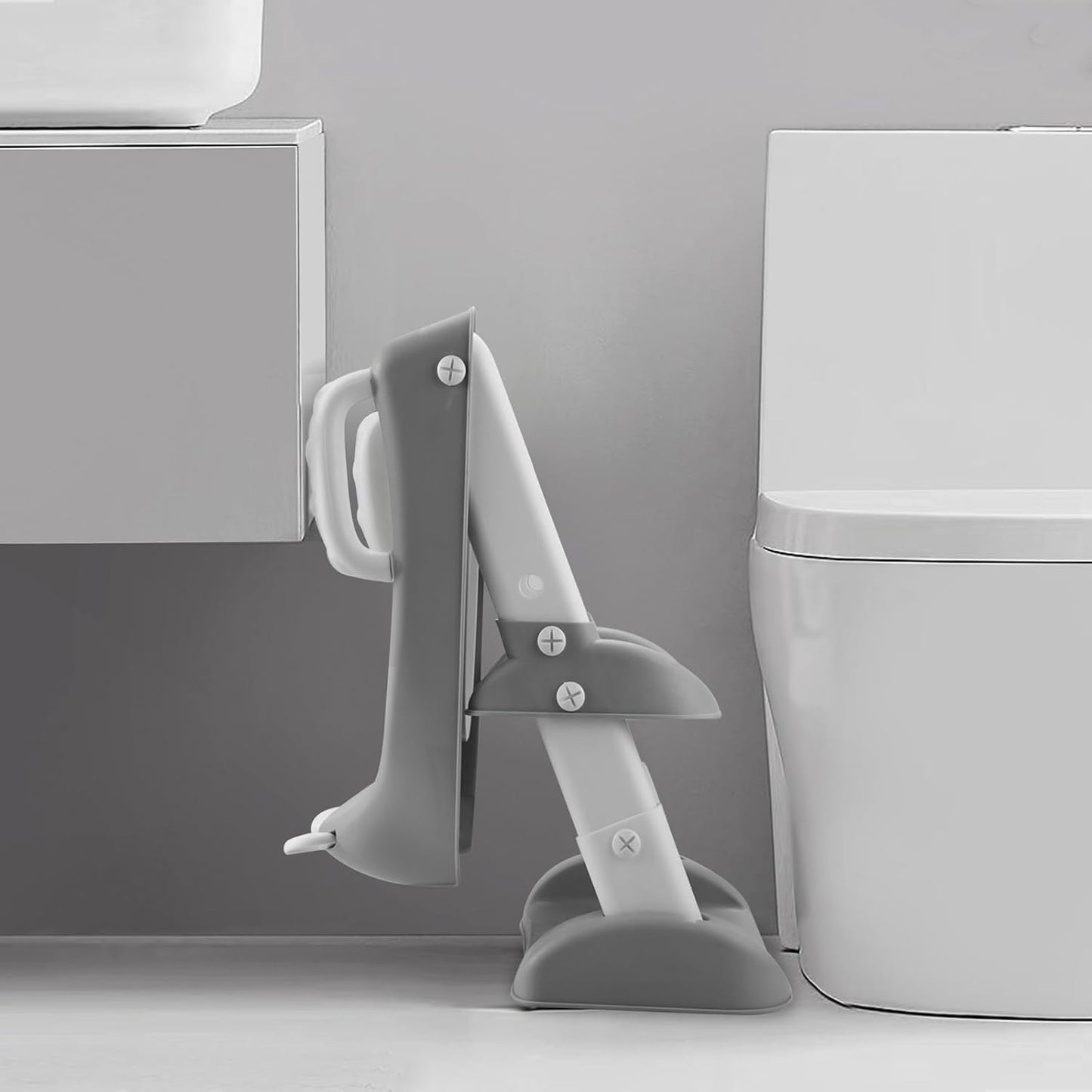 Toilet Potty Training Seat with Step Stool Ladder, Comfortable Safe Potty Seat with Anti-Slip Pads Ladder for Kids Boys Girls Toddlers (Grey)
