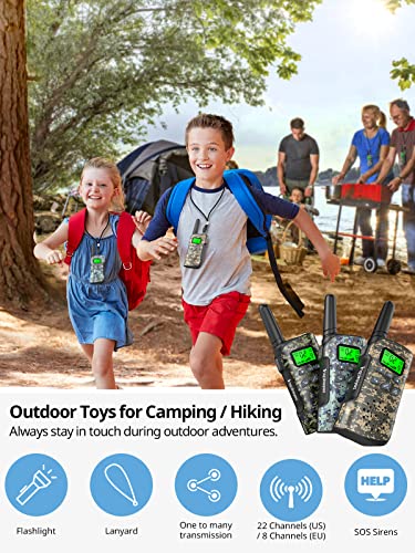 Inspireyes Kids Walkie Talkies — Rechargeable Long-Range 2-Way Radios, Camouflage
