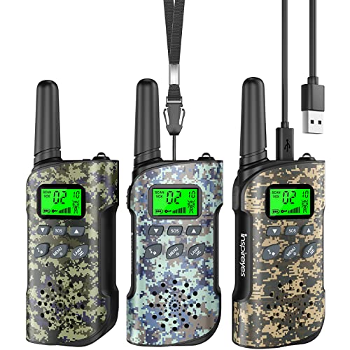 Inspireyes Kids Walkie Talkies — Rechargeable Long-Range 2-Way Radios, Camouflage