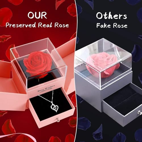 Preserved Eternal Rose & "I Love You" Heart Necklace Gift Box