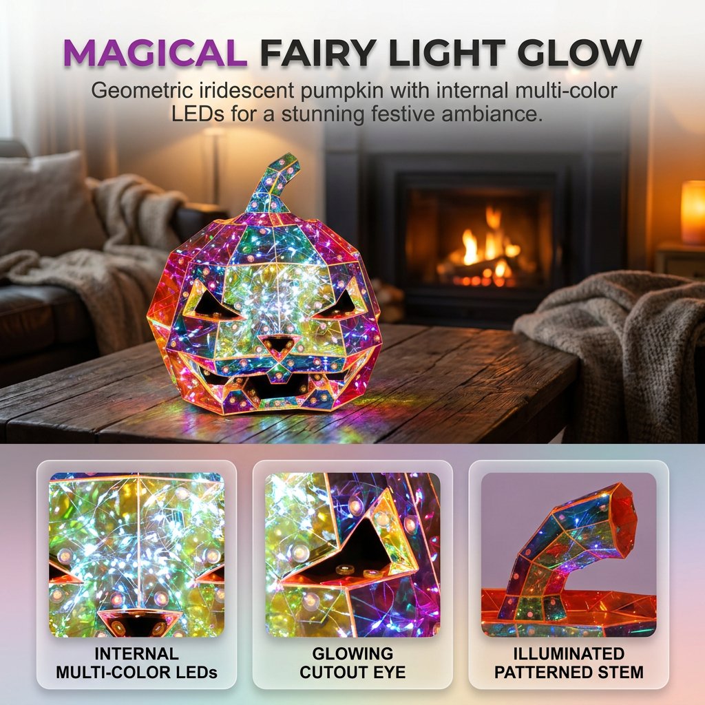 Colorful Pumpkin Prism Lamp — Halloween Art Sculpture Night Light 11