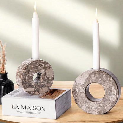 Marble Doughnut Candle Holder Set of 2