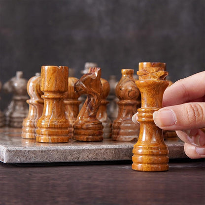 Marble Chess Set 30cm – Oceanic & Red
