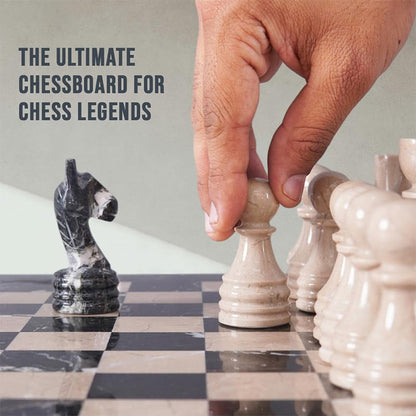 Marble Chess Set 38cm – Black Zebra & Verona