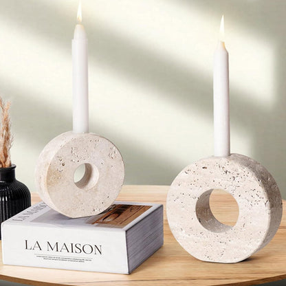Marble Doughnut Candle Holder Set of 2