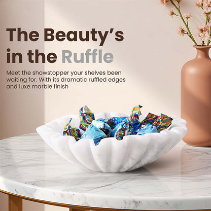 Marble Ruffle Fruit Bowl (White)