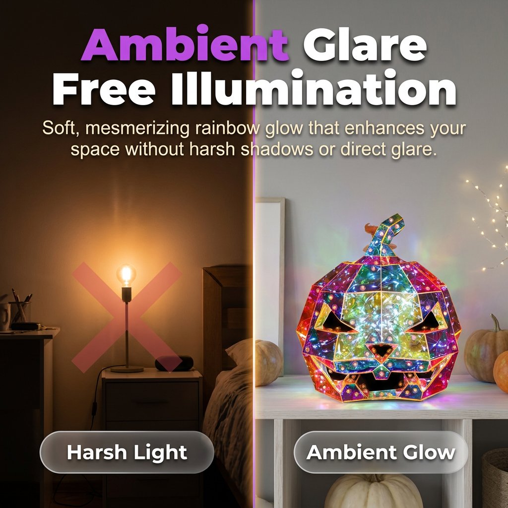 Colorful Pumpkin Prism Lamp — Halloween Art Sculpture Night Light 16