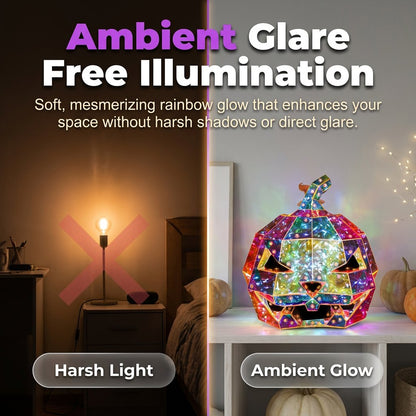 Colorful Pumpkin Prism Lamp — Halloween Art Sculpture Night Light 16