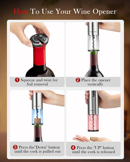 Electric Wine Opener Set With Stand - Premium Wine Gifts wit