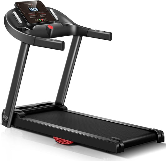 Folding Treadmill with Pulse Sensor, 2.5 HP Quiet Brushless Treadmills for Home, 12 KM/H, 120KG Capacity