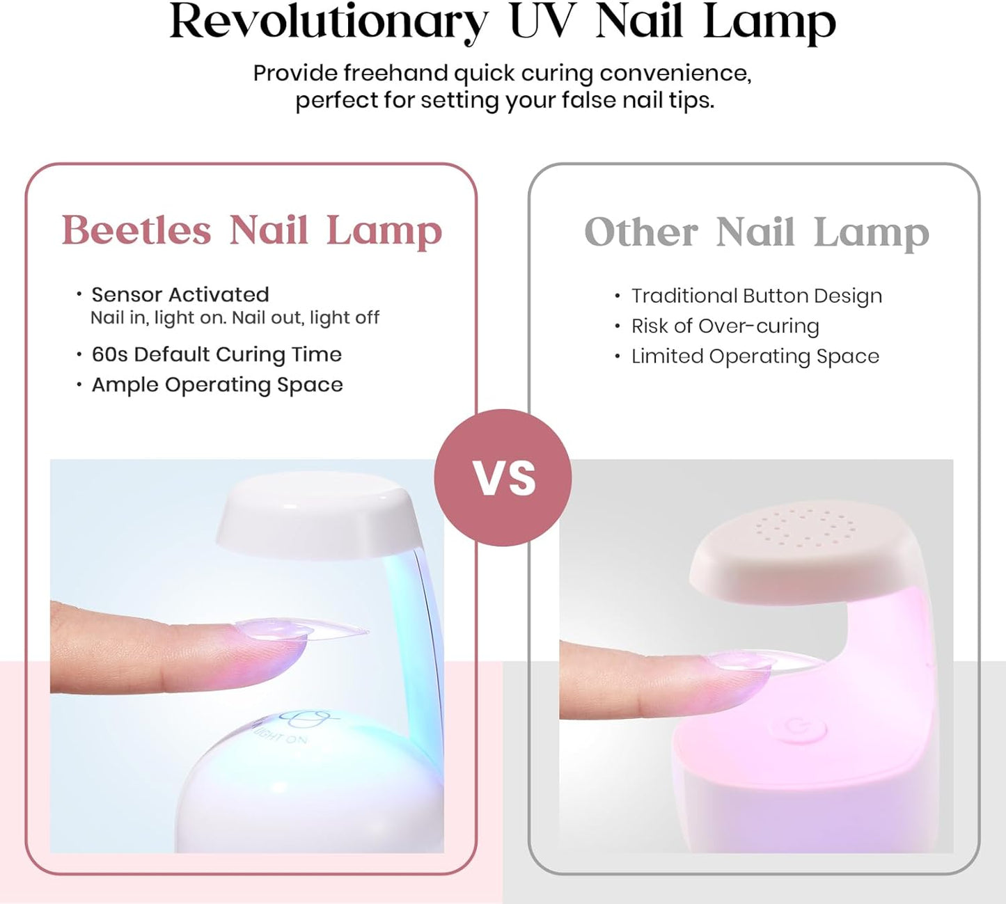 Beetles Easy Gel Tips Nail Extension Kit, 2 In 1 Nail Glue Gel Base Coat with Pre-shaped Medium Almond Nails and UV LED Nail Lamp Acrylic Nail Clipper for DIY Manicure