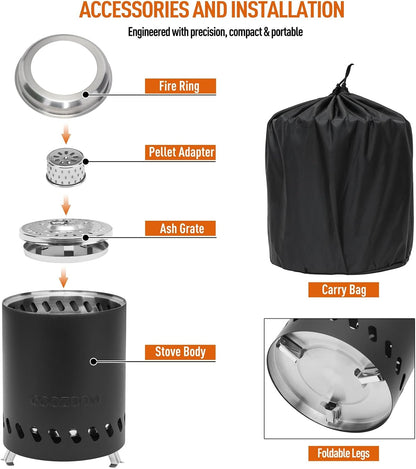 Portable Table Top Fire Pit: 5.5" Stainless Steel Mini Outdo
