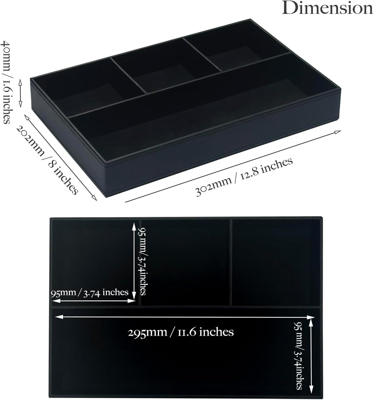 UnionBasic Flat 4-Slot Leather Desk Drawer Tray Stationery S