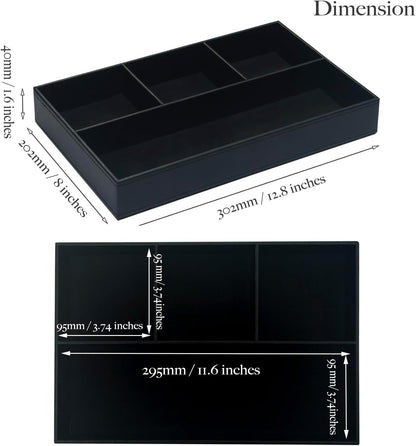 UnionBasic Flat 4-Slot Leather Desk Drawer Tray Stationery S