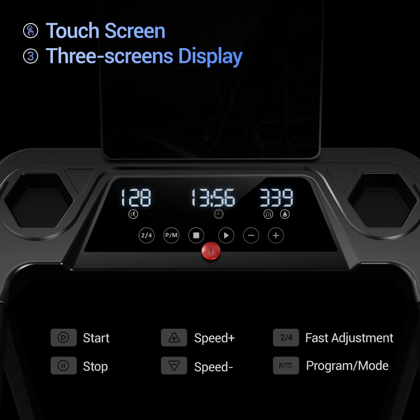 10% Incline Treadmill with Handle for Home and Office, Foldable Treadmills with 265 Lbs Weight Capacity, 2.5HP Quiet Walking Pad Treadmill, Three LED Screen Display