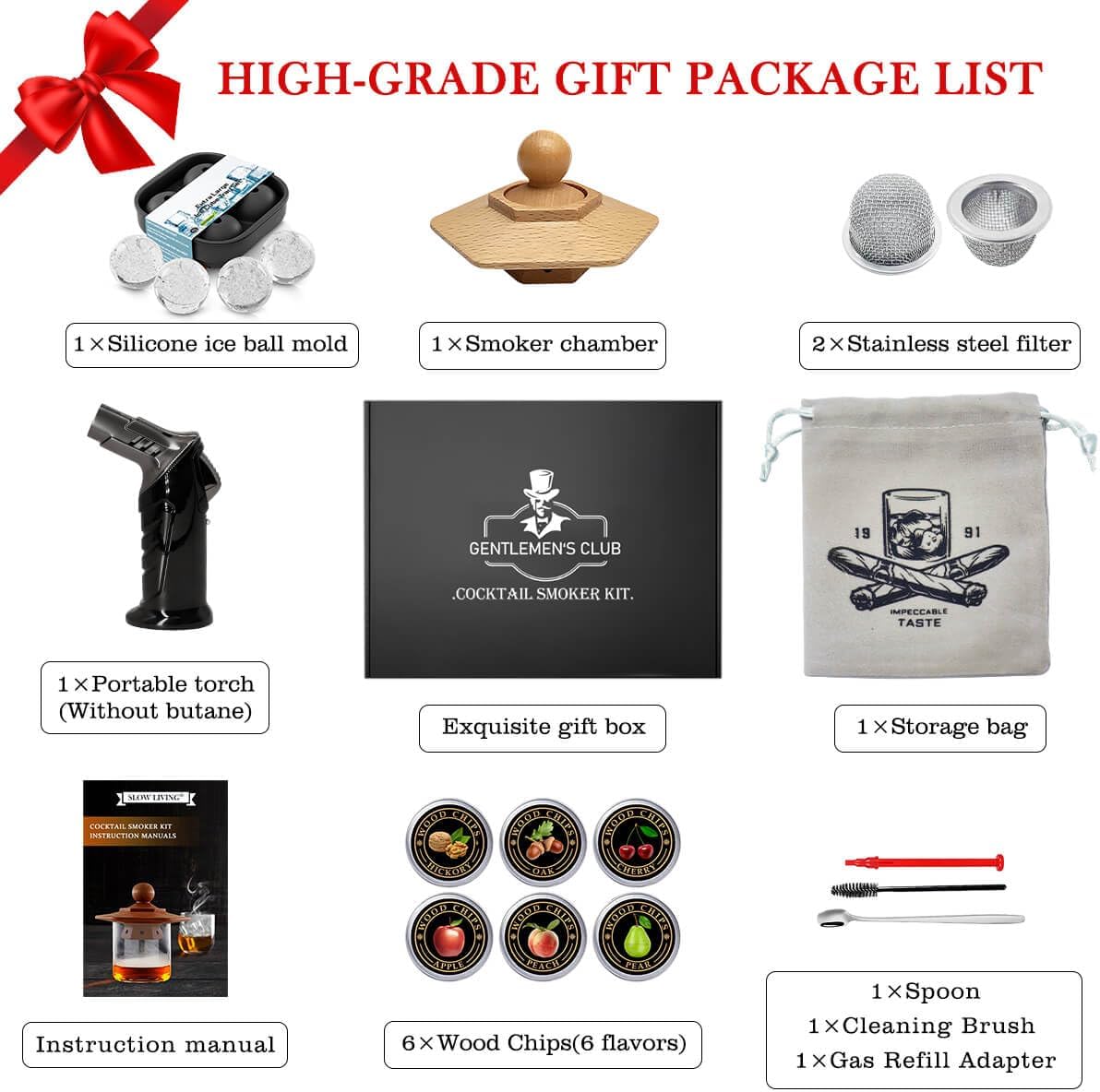 Cocktail Smoker Kit for Bourbon Whiskey Gifts for Men Drink 
