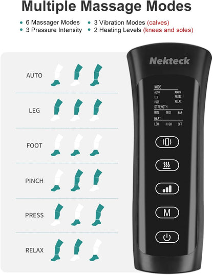 Leg Massager with Air Compression for Circulation and Relaxation, Foot and Calf Massage Machine with Hand-held Controller 2 Modes 3 Intensities, Adjustable Leg Wraps for Home and Office Use
