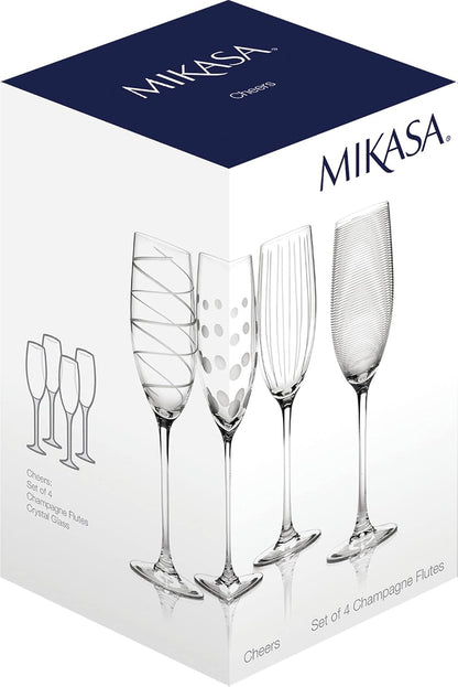 Mikasa Cheers Crystal Champagne Flutes Set