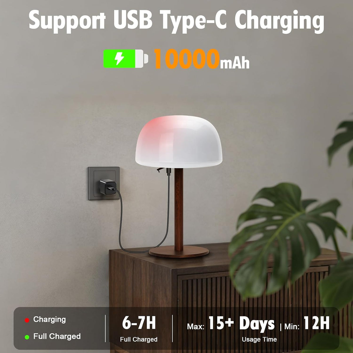 IP65 Waterproof Shower Lamp 10000mAh Rechargeable Shower Bat