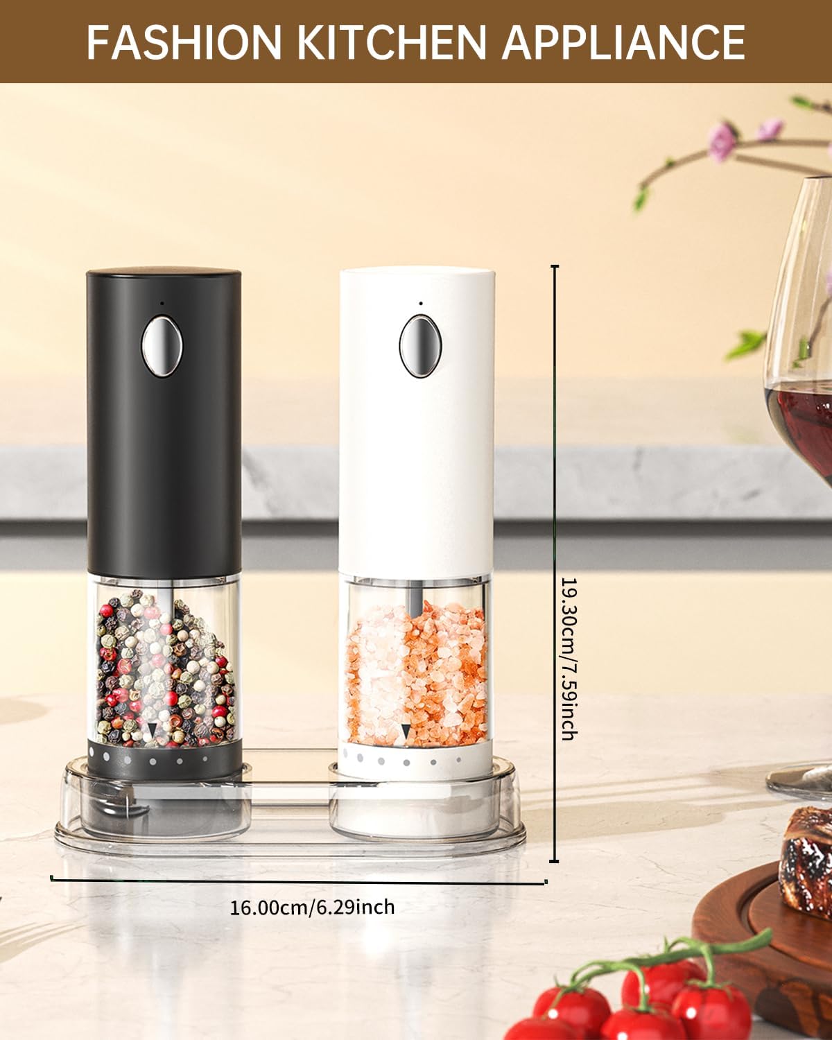 CIRCLE JOY Electric Salt and Pepper Grinder Set Rechargeable