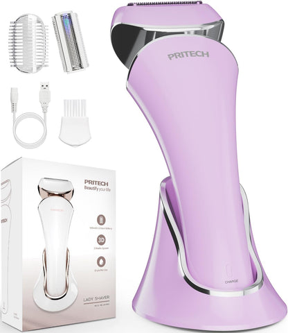 Women,Ladies Shaver,Lady Razor for Legs,Arm,Underarm,Bikini,USB Rechargeable Razor Wet&Dry Cordless for Woman by PRITECH
