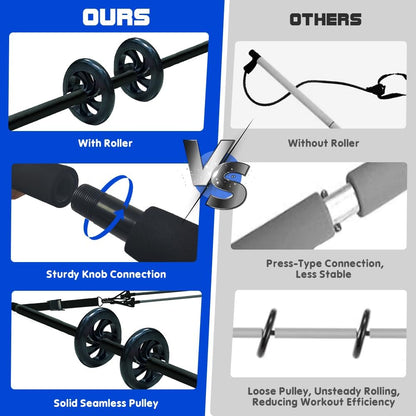 Pilates Bar Kit with 180LBS Resistance Bands(20,30,40 LB),21PCS Pilates Equipment Exercise Bar with Ab Roller, Portable Home Gym Fitness Pilates Bar for Women & Men