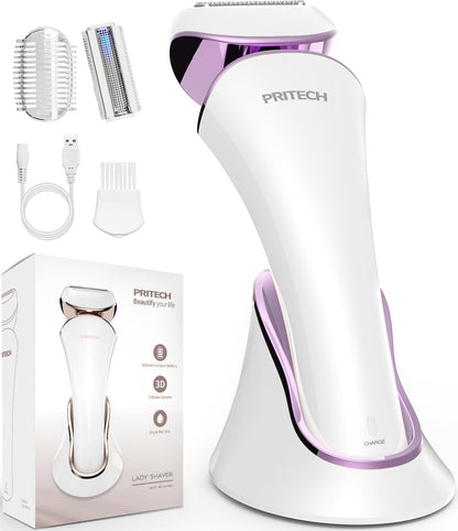 Women,Ladies Shaver,Lady Razor for Legs,Arm,Underarm,Bikini,USB Rechargeable Razor Wet&Dry Cordless for Woman by PRITECH