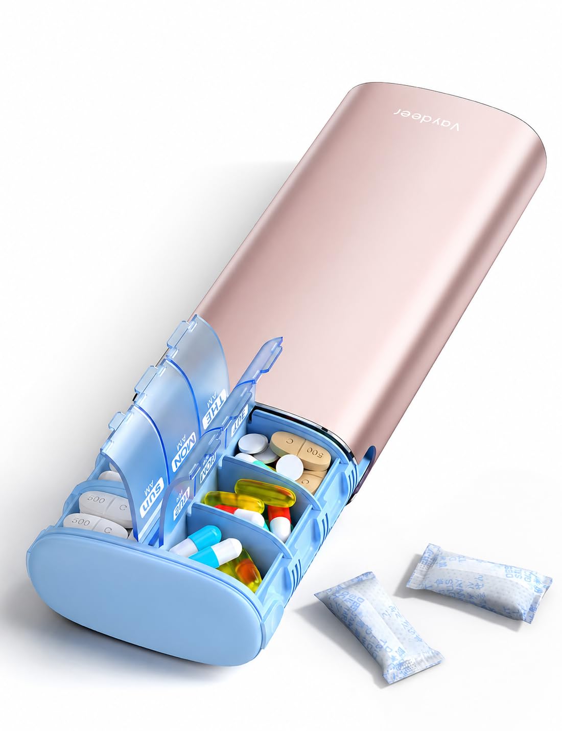 DoseNest™ Metal 7-Day AM/PM Pill Organizer — Airtight, Moisture-Proof, Large Capacity
